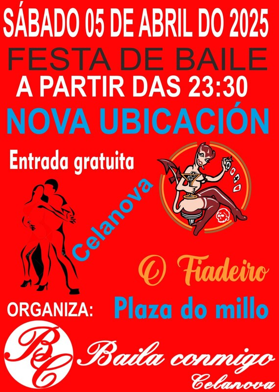 SÁBADO 5 DE ABRIL, FESTA DE BAILA EN: O FIADEIRO,  CELANOVA
